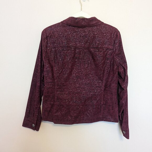 Birch Hill velvet burn out snakeskin effect maroon bomber jacket Medium EUC - Picture 4 of 11